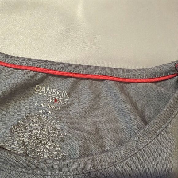 Danskin Now Women's Gray Short Sleeve T-Shirt M Ruffle Trim Casual - Picture 4 of 6